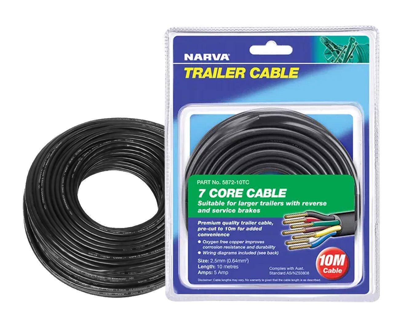Narva 7 Core Trailer Cable 2.5mm 5A 10m Automotive Boat Caravan Truck Wire Cable V90 PVC Insulated