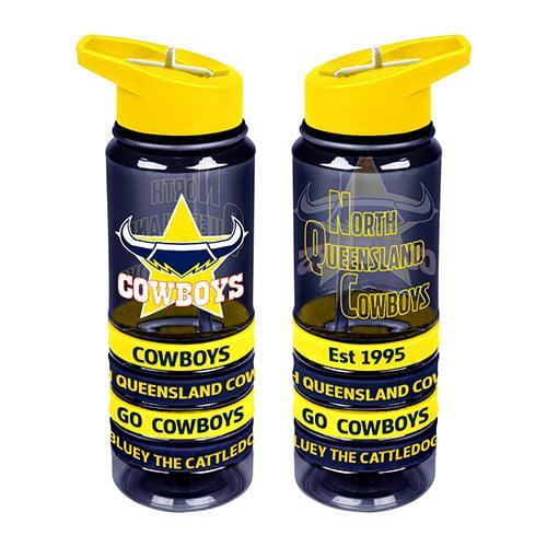 North QLD Queensland Cowboys NRL Tritan Drink Water Bottle with Wrist Bands