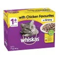Whiskas Adult 1+ Favourites Wet Cat Food Chicken in Gravy 85g x12