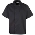 Premier Unisex Studded Front Short Sleeve Chefs Jacket (Pack of 2) (Black) (3XL)