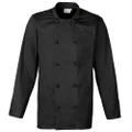 Premier Unisex Cuisine Long Sleeve Chefs Jacket (Pack of 2) (Black) (L)