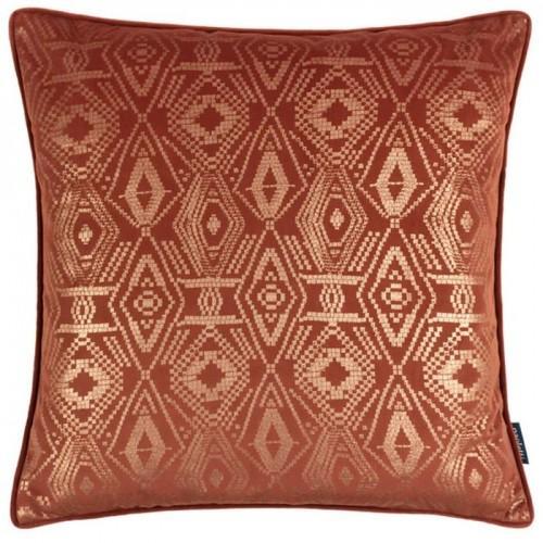 Paoletti Tayanna Velvet Metallic Cushion Cover (Brick Red) (50cm x 50cm)