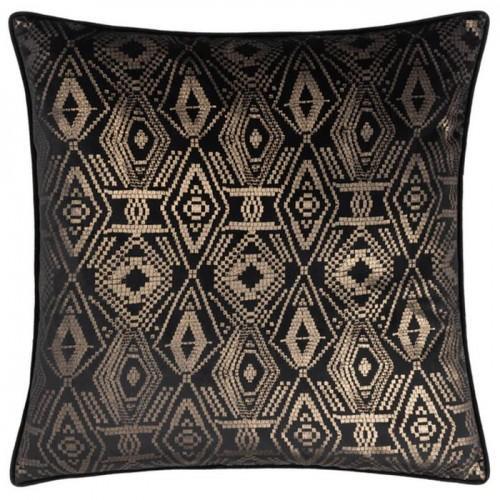 Paoletti Tayanna Velvet Metallic Cushion Cover (Black) (50cm x 50cm)