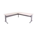 Sw Open Workstation With Return Two Piece Top Natural White Silver
