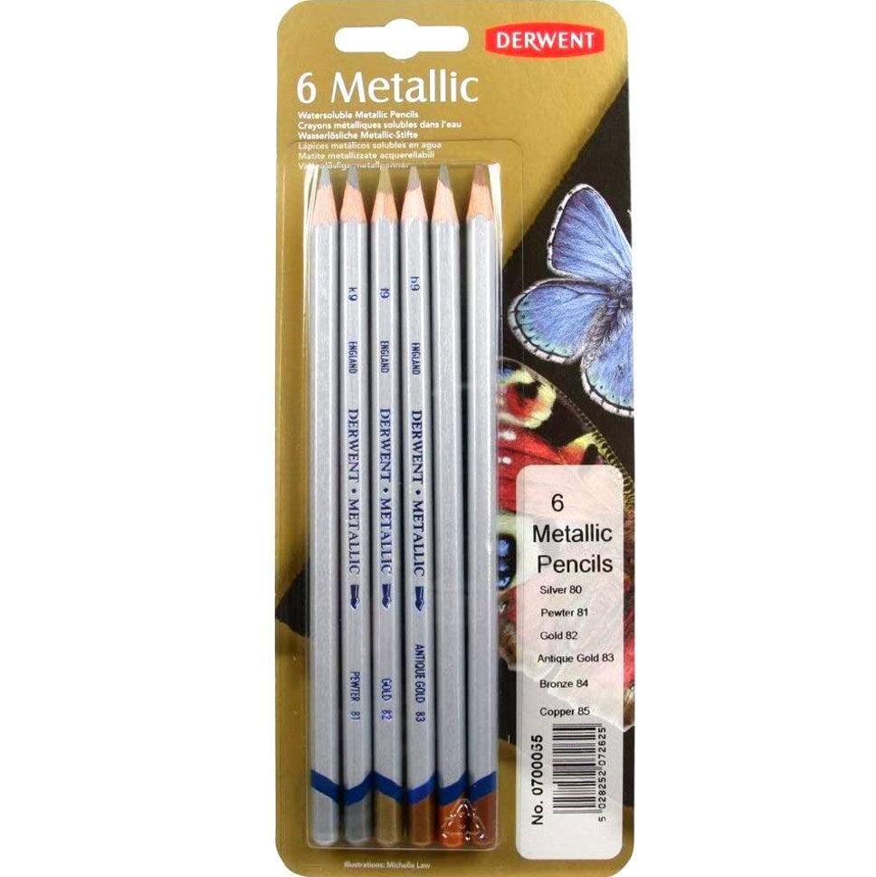 Derwent Watercolour Metallic Pencils Set Traditional - 6pk