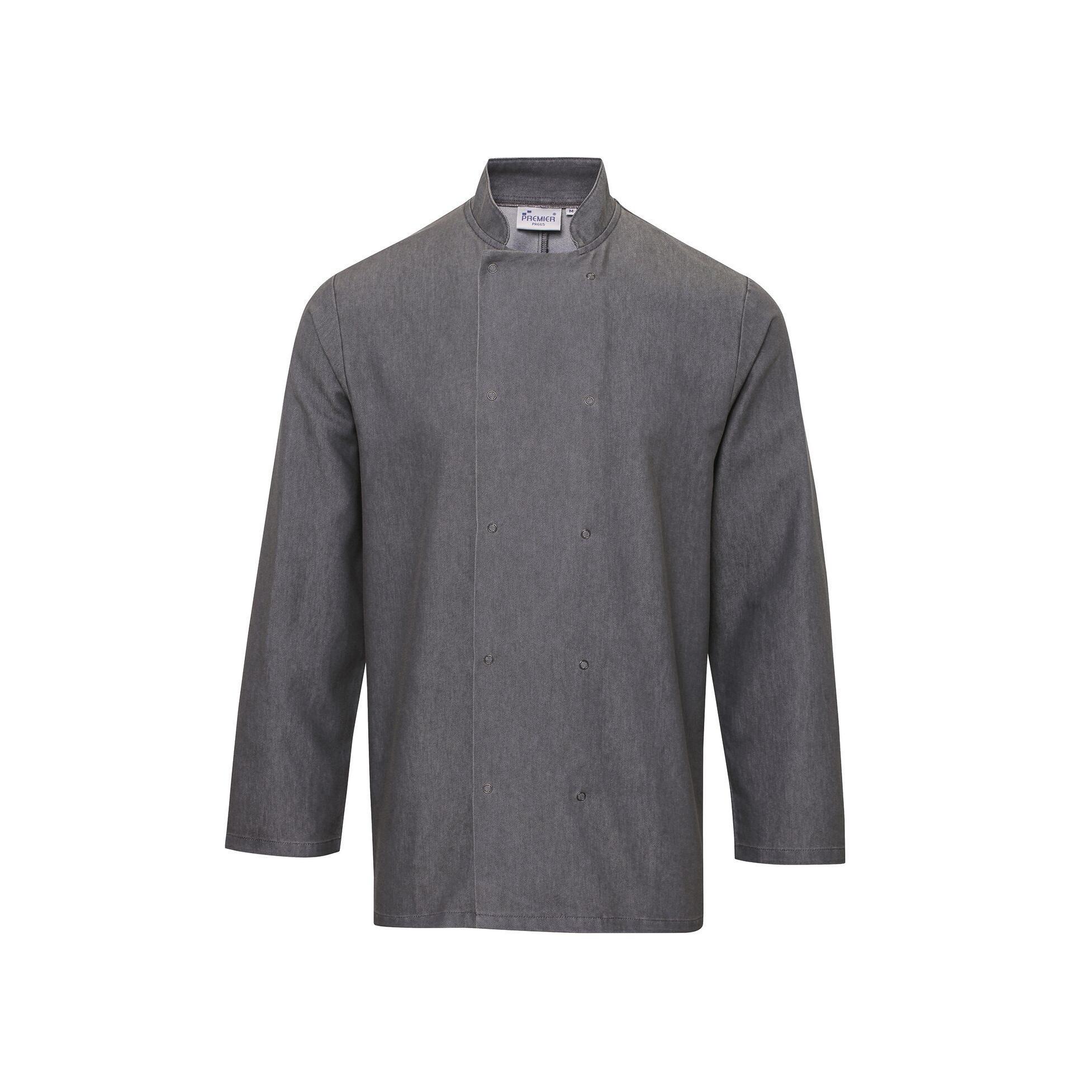 Premier Unisex Denim Chefs Jacket (Grey Denim) (M)