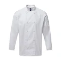 Premier Unisex Adults Chefs Coolchecker Long Sleeve Jacket (White) (L)