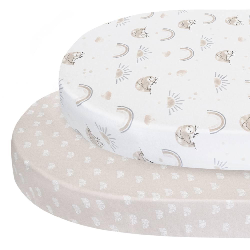 Living Textiles | 2pk Oval Cot Fitted Sheets - Happy Sloth
