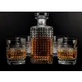 Vintage Scotch Whiskey Decanter Glass Set of 5 Pieces Bottle Tumbler 750ml