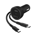 EFM Dual Port Car Charger with USB-C PD & USB-A Ports - Black