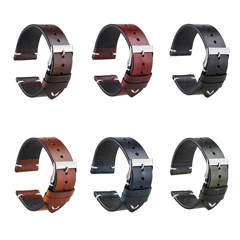 Vintage Oiled Leather Watch Straps Compatible with the Nokia Activite - Pop, Steel & Sapphire