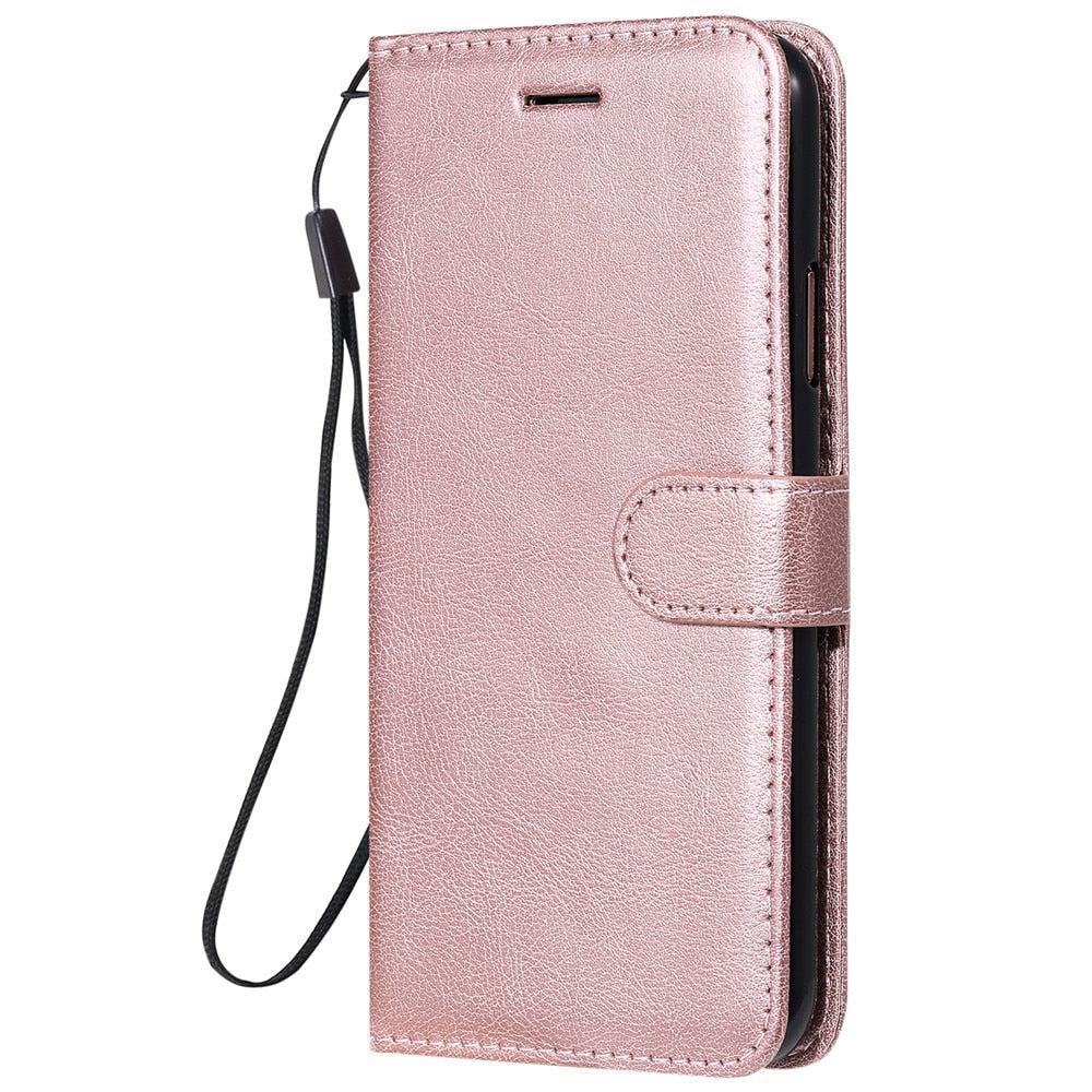 Anymob Motorola Phone Case Pink Leather Classic Flip Wallet