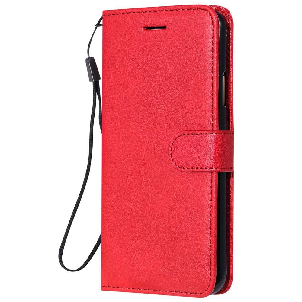 Anymob Motorola Phone Case Red Leather Classic Flip Wallet
