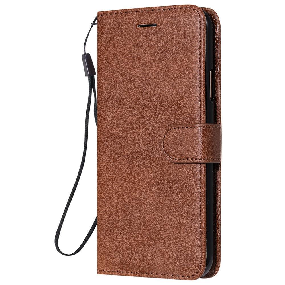 Anymob Motorola Phone Case Brown Leather Classic Flip Wallet