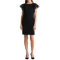 Lauren Ralph Lauren Women's Black Crepe Flutter Sleeve Dress