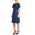 HUGO BOSS Women's Blue Floral Short Sleeve Dress