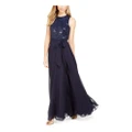 Calvin Klein Women's Chiffon Sequined Evening Dress In Twilight Navy