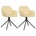 Swivel Dining Chairs 2 pcs Cream Velvet vidaXL