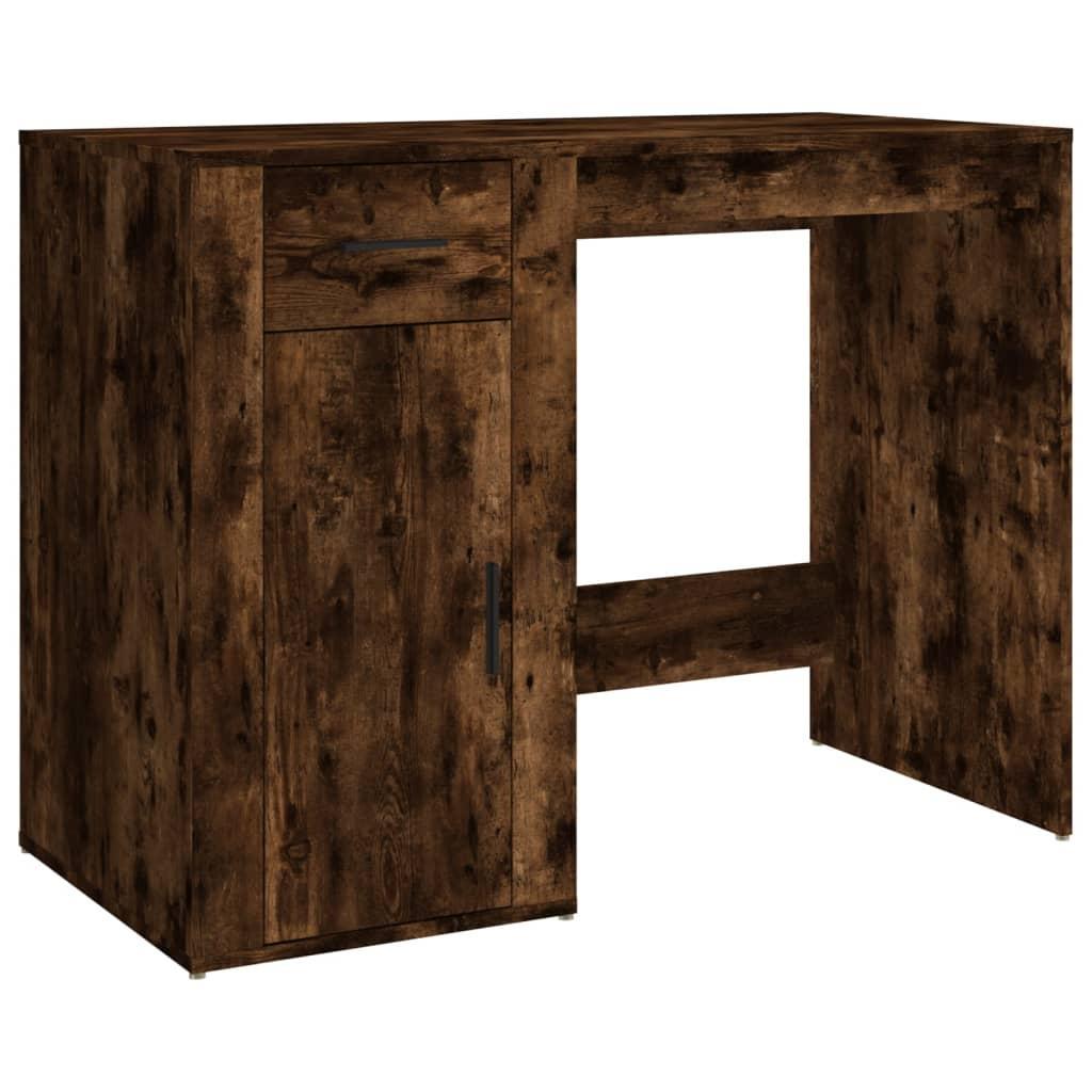 Desk Smoked Oak 100x49x75 cm Engineered Wood vidaXL