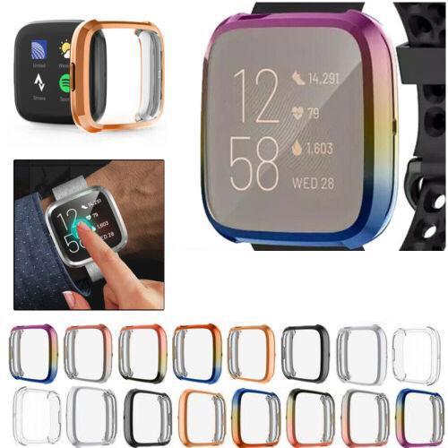 TPU Shell Frame Full Case Cover For Fitbit Versa 2 Screen Protector Soft - Silver