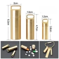 Waterproof Pill Box Case Bottle Brass Container Keyring Medicine Capsule Holder - M