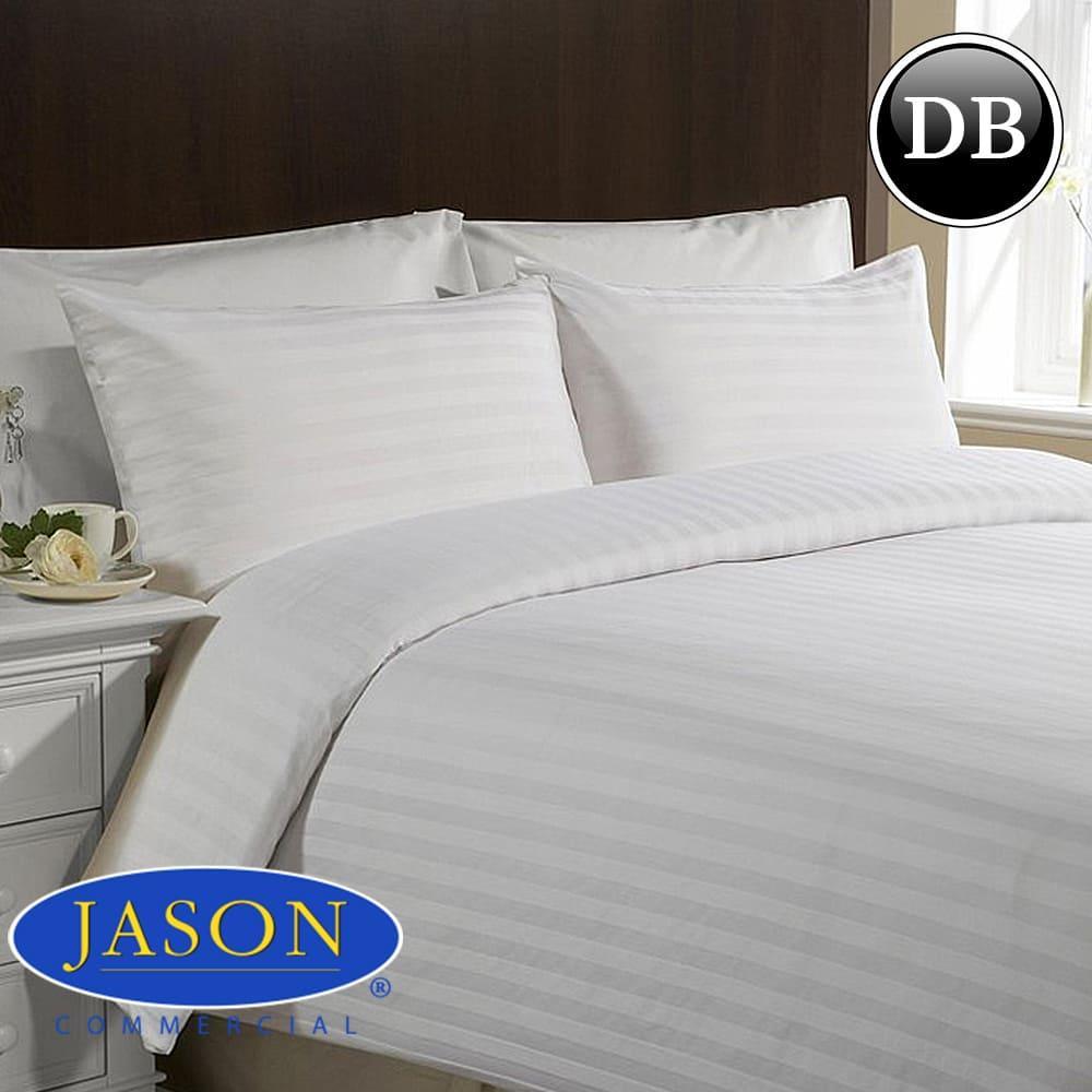 Jason Satin Stripe Quilt Cover Sets - White Double