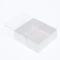 50 x 10cm Square Invitation Presentation Gift Box - 4cm deep - White with Clear Slide On Lid