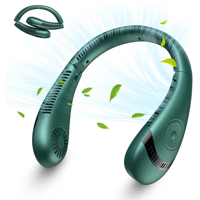 Adore Foldable Bladeless Neck Fan 3 Speeds Adjustment 360° Cooling Airflow-Green