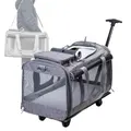 Outdoor Foldable pets carrier with Detachable Wheels & adjustable drawbar for dogs cats - Grey - L