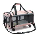 Outdoor Foldable pets carrier with Detachable Wheels for dogs cats - Pink - M