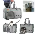 Grey Foldable Pets Carrier Bag for Cats / Small Dogs, with collapsible soft sided