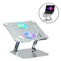 Adore Foldable Adjustable Laptop Stand with Double Cooling Fan-Sliver