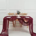 Tulle Doily Table Runner Boho Table Runner Wedding Table Decor Wine Red