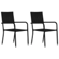 Outdoor Dining Chairs 2 pcs Poly Rattan Black vidaXL
