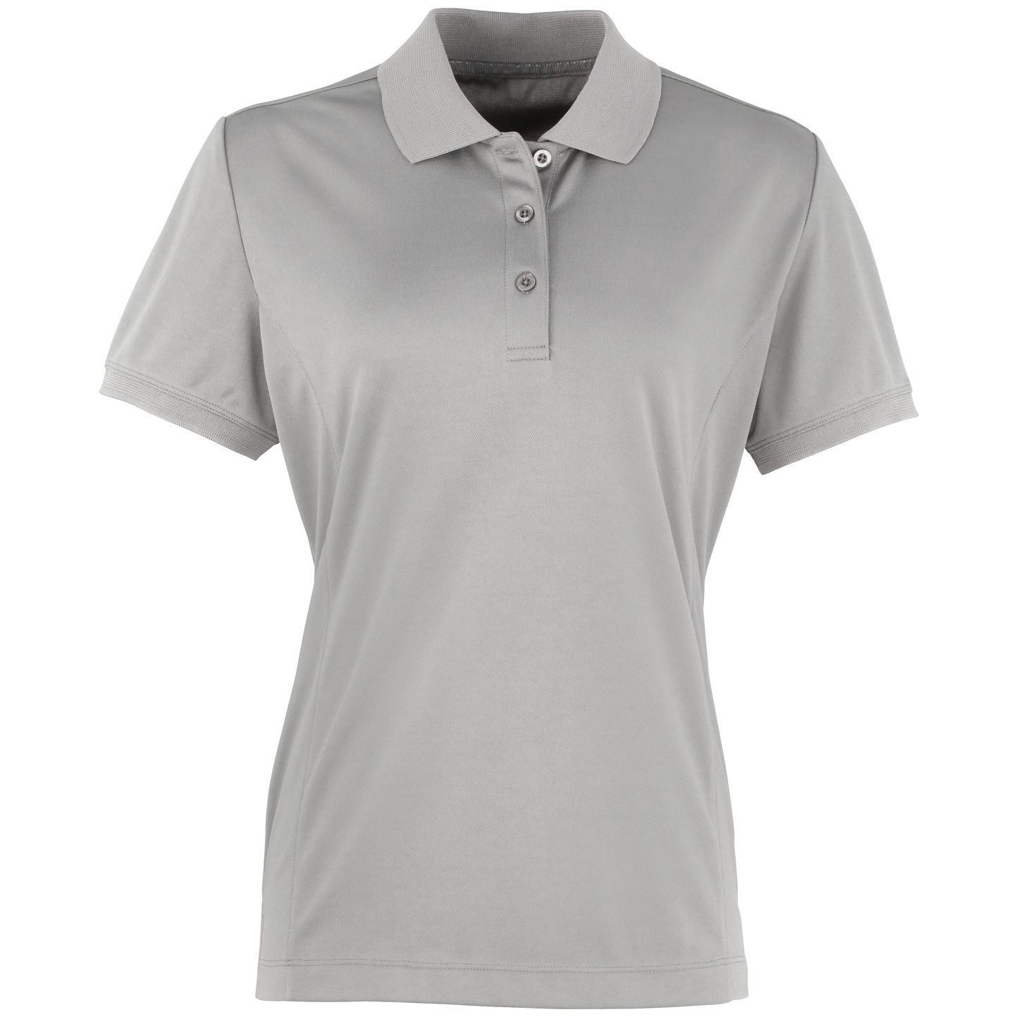 Premier Womens/Ladies Coolchecker Short Sleeve Pique Polo T-Shirt (Silver) (XS)