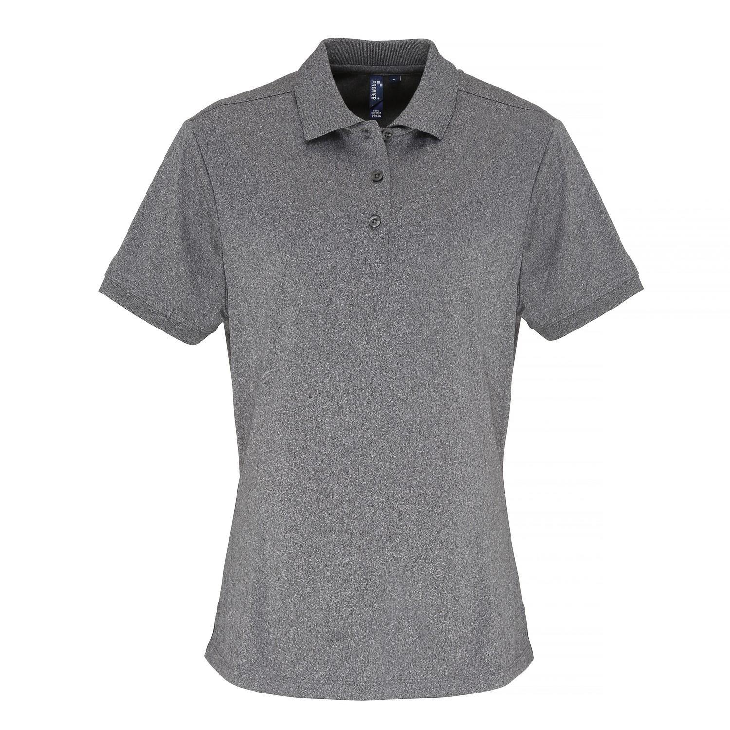 Premier Womens/Ladies Coolchecker Short Sleeve Pique Polo T-Shirt (Grey Melange) (L)