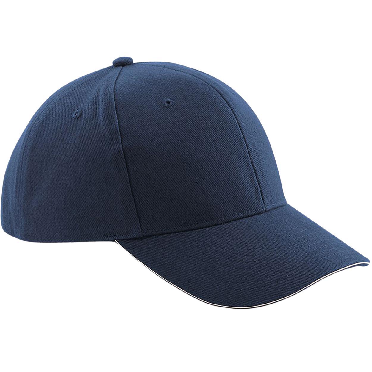 Beechfield Unisex Pro-Style Heavy Brushed Cotton Baseball Cap / Headwear (French Navy/Stone) (One Size)