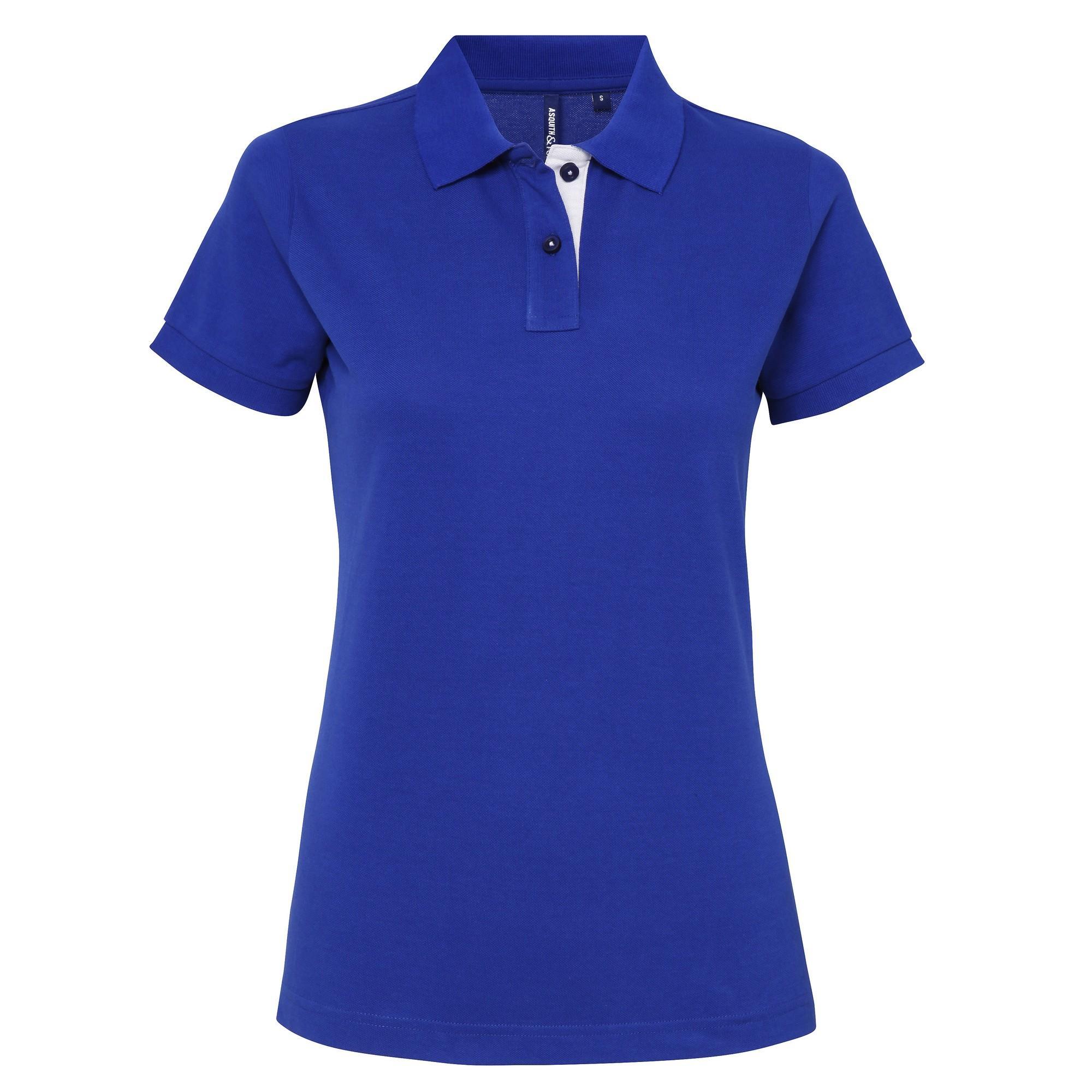Asquith & Fox Womens/Ladies Short Sleeve Contrast Polo Shirt (Royal/ White) (L)