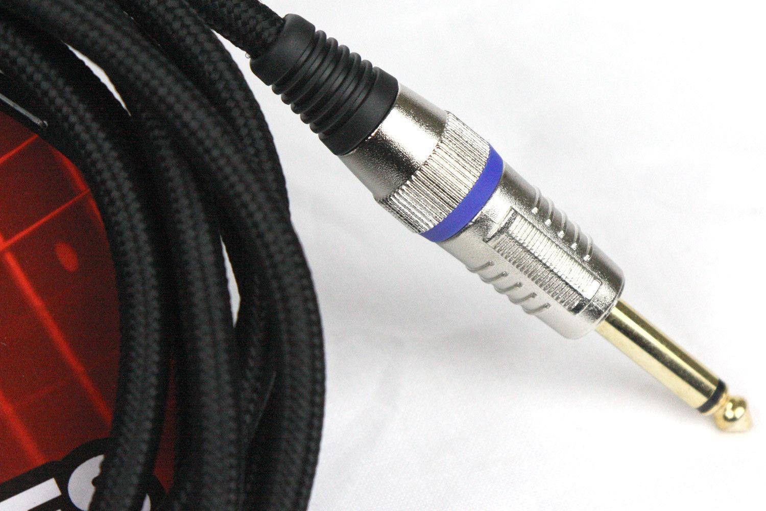 CARSON 20 Foot Guitar Lead / Instrument Cable Noiseless Braided Black