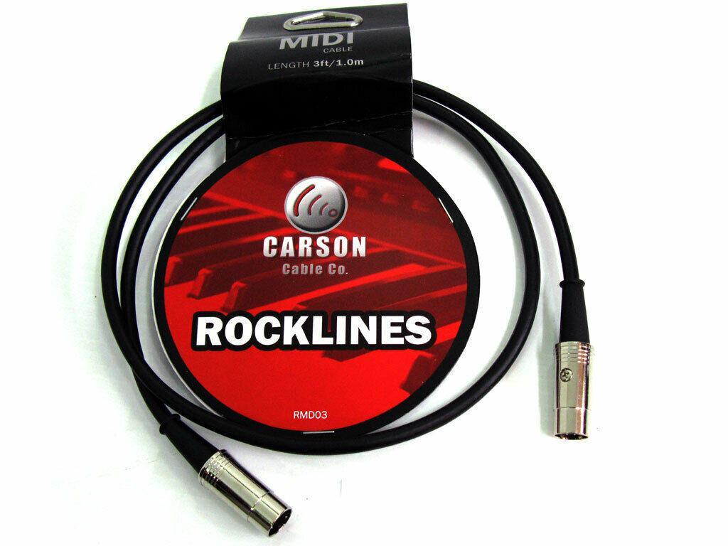 Carson Rocklines Midi Cable 3 Foot 6mm O/D Midi Cable Chrome Connectors