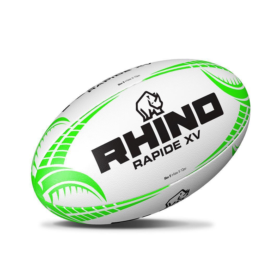Rhino Rapide XV Rugby Ball (White/Green) (3)