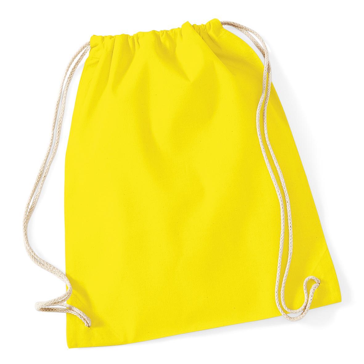 Westford Mill Cotton Gymsac Bag - 12 Litres (Pack of 2) (Yellow) (One Size)