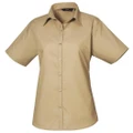 Premier Short Sleeve Poplin Blouse / Plain Work Shirt (Khaki) (6)