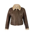 Eastern Counties Leather Womens/Ladies Ella Cropped Sheepskin Flying Jacket (Chocolate Forest) (10)