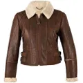 Eastern Counties Leather Womens/Ladies Ella Cropped Sheepskin Flying Jacket (Brick Forest) (12)