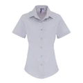 Premier Womens/Ladies Stretch Fit Poplin Short Sleeve Blouse (Silver) (S)