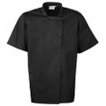 Premier Unisex Short Sleeved Chefs Jacket / Workwear (Pack of 2) (Black) (M)