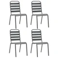 Outdoor Chairs 4 pcs Slatted Design Steel Dark Grey vidaXL
