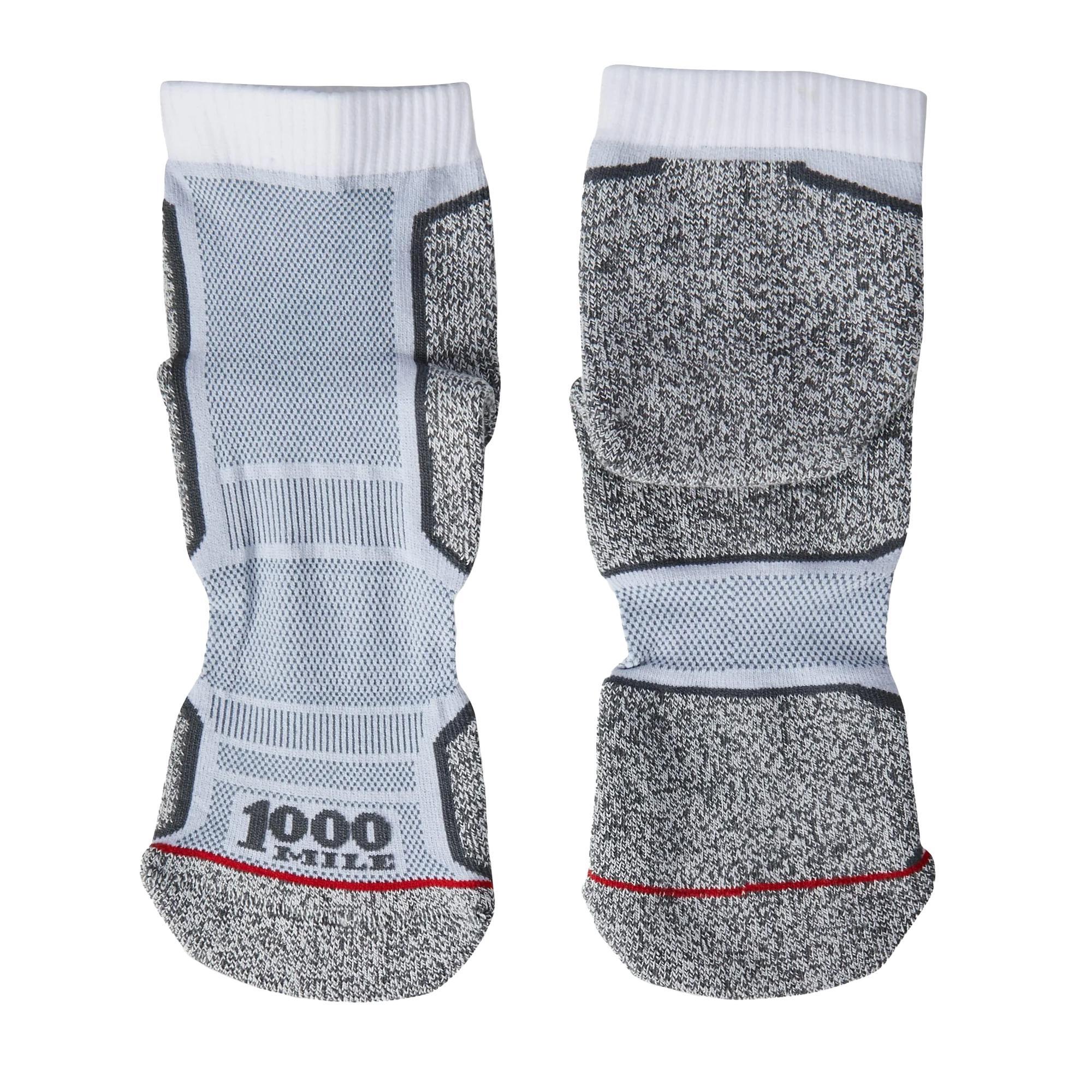 1000 Mile Mens Run Ankle Socks (White/Grey) (L)
