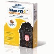 Interceptor Spectrum Medium Dogs 11-22 kgs - 6 Pack - Yellow (Heartworm & Worm)